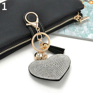 Rhinestone handbag keychain charm silver & black